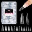 UNA GELLA Clear Stiletto Nails Tips Half Cover Stiletto Gel Nail Tips 216pcs Almond Shape False Acrylic Nail Tips for Faster Gel Nail Extension DIY Art Salon Press On Nails 12 Sizes