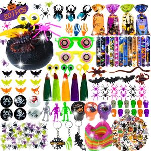 201PCS Halloween Party Favors , Bulk Fidget Toys for Party Supplies, Halloween Treats Non Candy School Classroom Carnival Prizes, Treasure Box Toy Chest, Halloween Gifts, Goodie Bag Stuffers