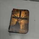 Leather Bible Cover for Men/Large Bible Case/Book Carrying Case with Pen Slot-Church Bag for Lady,Deer and Cross,Small
