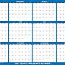 24" x 36" SwiftGlimpse 2027 Wall Calendar Erasable Large Wet & Dry Erase Laminated 12 Month Annual Yearly Wall Planner, Reversible, Horizontal/Vertical, Dark Blue