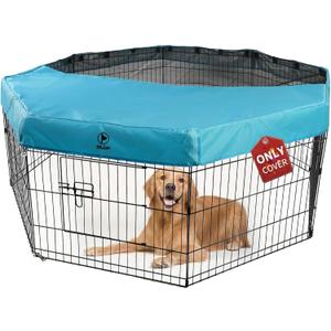 PJYuCien Dog Playpen Mesh Top Cover, Fits 24 Inch 8 Panels Regular Octagon Metal Exercise Pet Pen, Adhesive Tape Connections, Blue (Note: Cover Only, Fence Not Included)