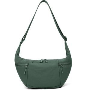 VONAL Nylon Crescent Crossbody Bag, Sloughy Shoulder Hobo Bag for Women, Lightweight Moon Bag Dumpling Sling Bag Purse (Army Green)