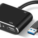 USB to HDMI VGA Adapter with 3.5mm Audio, Multi-Port Converter to HDMI for 2 Monitors, Compatible with Laptop, Dell XPS, HP, Lenovo, ChromeBook, PC, Windows 7-10