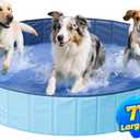PatiencET Foldable Dog Pool, 71'' Portable Dog Swimming Pool with Quick Drain Valve, Pet Puppy Bathing Tub for Indoor Outdoor