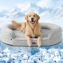 iweepet Cooling Orthopedic Dog Beds for Large & Extra Large Dogs,Summer Dog Sofa Bed with Supportive 28D Egg-Crate Foam, Removable Washable Cover, Waterproof Lining, 44’’,Grey