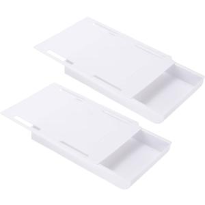 PATIKIL Under Desk Drawer Slide Out, 8.66 x 6.1" Plastic Table Storage Drawers Slide Out Storage Box for Laptop Study Desks Dining Dressing Tables Wardrobes Cabinets, White