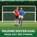 NAIZEA Soccer Goals - Soccer Goals for Backyard Training- Portable Metal Soccer Net for Youth & Adults - Heavy Duty Steel for Indoor Outdoor Games & Practice (White, 12ft x 6ft, Alloy Steel-Foldable)