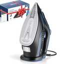 Steam Iron for Clothes 12s Fast Heat-up, 1500W Iron with 13.21oz Water Tank, 3-Way Auto shutoff, Burst Steam, Spray Mist, Anti-Drip, Self-Cleaning, Vertical Ironing for Home