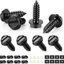 LivTee Rustproof License Plate Screws for Securing License Plates Frames and Covers on Cars and Trucks, 8 Sets Premium Stainless Steel Self Tapping Mounting Bolts (Black Zinc Plated)