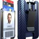 LIUGX Badge Holder, ID Card Holder with Metal Clip - Durable Polycarbonate (Holds 1 to 4 Cards), Portable Wallet for Office, Laborer, Police, Work, Dark Blue