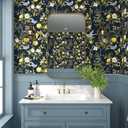 Birds Wallpaper Peel and Stick, Floral Botanical Contact Paper 17.5" x 393.7", Trees Friuts Flowers Wall Mural Removable Self Adhesive Waterproof for Room Shelves Cabinet Drawer (Blue, Yellow, Green)