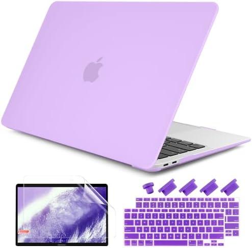 DONGKE Compatible with MacBook Air 13 inch Case 2021 2020 2019 2018 Release Model: M1 A2337 A2179 A1932, Matte Hard Case Cover for MacBook Air 13 inch with Retina Display Fits Touch ID - Purple