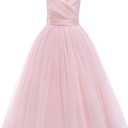 Glamulice Flower Girls Spaghetti Strap Tulle Dress Long A Line Wedding Pageant Dresses Princess Birthday Party Ball Gown, Size -160