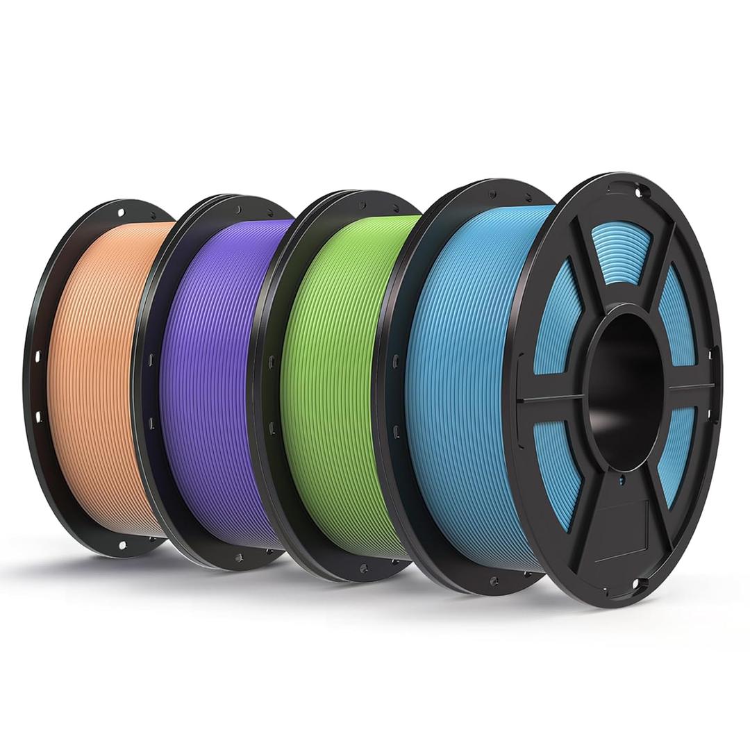 Anycubic PLA 3D Printer Filament Bundle, Intelligent PLA Filament, 1.75mm Dimensional Accuracy +/- 0.02mm, 1KG Reusable Spool, 4KG, Peach Pink, Interstellar Violet, Tropical Turquoise, Spring Leaf