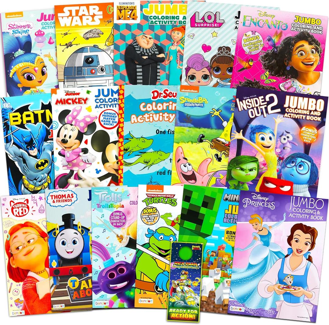 16 Bulk Coloring Books for Kids Ages 4-8 - Assortment Bundle Includes 16 Kids Coloring and Activity Books Bundle (No Duplicates)