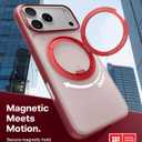TORRAS 360 Magnetic Stand for iPhone 17 Pro Case, Ostand 3.0[Fit for MagSafe][4X Mil-Grade Shockproof] Rotatable Kickstand Protective Cover, Camera Control Button, Translucent Burgundy Red, O3 Fitness