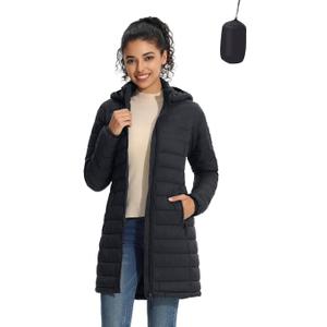 ZMC Packable Women Puffer Coat, Lightweight Water-Resistant Puffer Jacket Detachable Hood Slim-Fit Winter Coat for Women, Medium