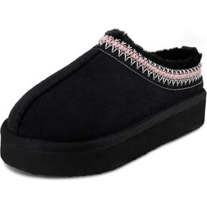 Jessica Simpson girls Slip-on Clog 1" Platform Slipper, Memory Foam, Indoor/Outdoor Sole (Small Big Kid, Black)