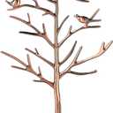 Juvale Jewelry Organizer Stand with Tray, Tree Branch with Bird Ring Holder for Necklaces, Bracelets, Earrings, Small Retro Jewelry Tower Rack for Home, Desk, and Business Display, Copper Plated