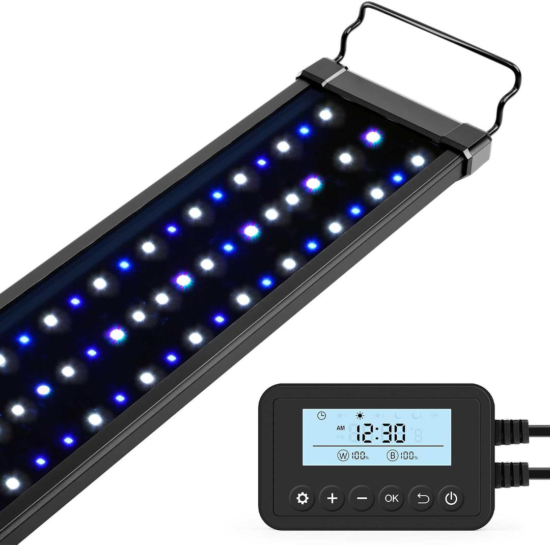 NICREW 24W Saltwater Aquarium Light, Marine LED Reef Light for Corals, Programmable Timer Controller, 24 to 30-Inch