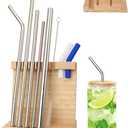 Straw Drying Rack, Drinking Straw Holder, Foldable Bamboo Straw Holder, Space Saving Wooden Straw Holder for Reusable Juice Coffee Drinks Straw Stirrer