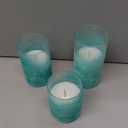 Crystal Club Flickering Flameless Candles with Timer, Real Wax Glass Effect Sandblast Candles, Battery Operated Ocean Theme LED Candles with Remote for Bathroom, Bedroom, Table Decoration