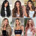 NAYOO Long Brown Wavy Wig for Women 26 Inch Middle Part Curly Wavy Wig Natural Looking Synthetic Heat Resistant Fiber for Daily Party (Brown with Highlights)