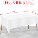 White Paper Tablecloths Disposable for Rectangle Tables 6 Pack, 3 Ply Paper & Plastic Quality Table Cloth for Parties, 54 x 108 Inch Birthday Table Cover Outdoor Wedding Banquet Tablecover