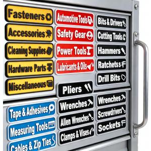 24 PCS Magnetic Tool Box Labels | 3D-Printed Tool Organizer with Four-Color Coding | Strong Magnet for Tools Cabinets, Drawers & Steel Carts | Reusable, Quick-Identify Labels for Professionals & DIY