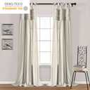 Lush Decor Lydia Ruffle Light Filtering Window Curtain Panels Pair 40" W x 95" L Neutral - Beige Curtains for Bedroom - Coquette Living Room Curtains