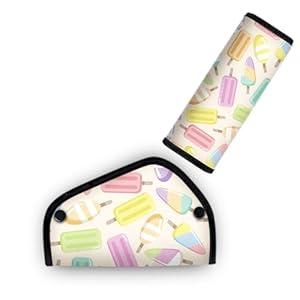 Kid'S Seat Belt Cover Pad, Neck & Abdomen Cushion For Children- Soft And Breathable Straps Cover Support For Booster Seat, Strollers, And High Chairs | Hypoallergenic Travel Accessory, Ice Cream