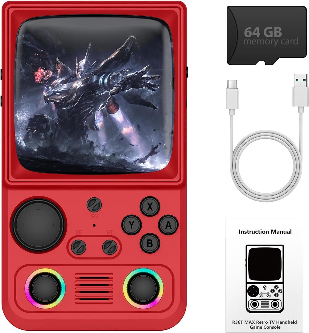 R36TMAX Retro Handheld Game Console, Red