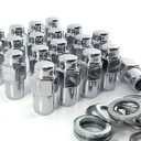Set of 20 pcs Wheel Lug Nuts M12X1.25,13/16" Hex/Wrench, Total Length 1.68"(42.67mm), Chrome Flat Top Mag 0.75", 2-PC Standard Mag Shank Closed End Chrome Lug Nuts Set with Washer
