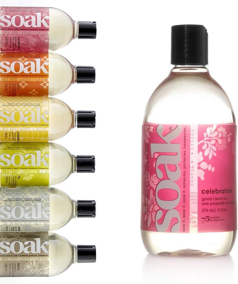 Soak Laundry Soap No Rinse, Plant Derived Hand Wash Detergent - 375 ml / 12 fl. oz, 75+ Washes (Celebration)