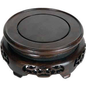 GOLDY&WENDY Circular Wooden Home Decoration Display Stand Black Sour Wood Vase Plant Buddha Statue Sculpture Fishbowl Pedestal Stand5.1''Inside Diameter (Non-rotatable)