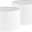Large Drum Lamp Shade (Set of 2), Seamless Screw-Fixed Linen Lampshades for Floor Lamps and Large Table Lamps, White Linen, 16 x 16 x 12 Inch (Easy Assembly Required)