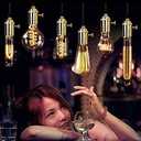 CTKcom E26 40 Watt T10 Tubular Vintage Edison Incandescent Light Bulb, Dimmable Decorative Candelabra 120 Volt Chandelier, Nightlight, Antique Vintage Style Light Bulb, 240 Lumen, Amber Warm 4 Pack