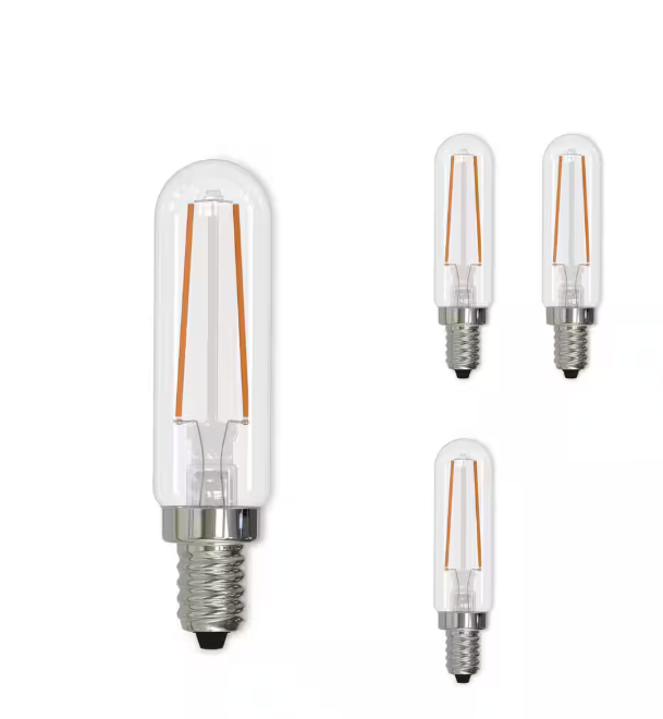 Bulbrite 776880 2.5 Watt LED T6 Clear Decorative Candelabra (E12) Base, 2700K Light Bulb, Warm White, 20 Pack