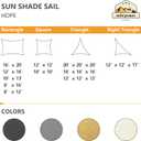 16'x16'x16' Triangle Sun Shade Sail, Permeable Shade Sails HDPE UV Block Sunshade Outdoor Patio Canopy Sun Cover for Backyard, Garden, Porch, Cream