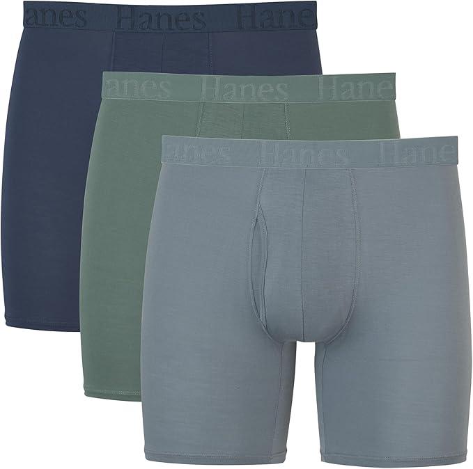 Hanes Men's Underwear Boxer Briefs & Trunks, Multi-Packs, Breathable Cool Lightweight, Viscose from Bamboo Supersoft (Medium, Black)