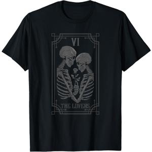 Tarot Card The Lovers Skeleton Goth Halloween Witch T-Shirt, S