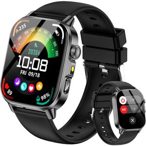 Smart Watch for Men Women, Health Fitness Tracker with 24/7 Heart Rate Blood Oxygen Blood Pressure Sleep Tracking, Bluetooth Calls, 450mAh Battery, IP68 Waterproof Activity Tracker with LED Flashlight