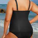 Aqua Eve Women Two Piece Plus Size Tankini Strapless Bathing Suits Bandeau Swimsuits with High Waisted Bottom (Black, XXL)