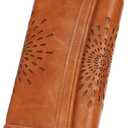 APHISON Womens Wallets RFID Blocking Leather Clutch Long Wallet for Women Card Holder Phone Organizer Ladies Travel Purse Hollow Out Sunflower Design Gift (BROWN)