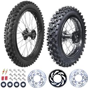 2.50-14 60/100-14 Front 3.00-12 80/100-12 Rear Rim Wheel Tires With 12-15mm Bearing for 50cc 90cc 110cc 125cc SSR125 TTR110 PW80 CRF70 KLX110 Apollo TaoTao DB14 Coolster Pit Bike Motorcycle