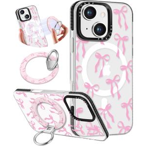 Toycamp for iPhone 14 Case Compatible with Magsafe - for Women Girls Cute Design 360 Magnetic Ring Holder Stand Kickstand Girly Fashion Bow Funny Pretty TPU Aesthetic Teen Phone Cover