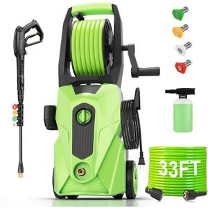 Electric Pressure Washer 5000 PSI 2.8 GPM Power Washers Electric Powered with 33ft Pressure Hose M22-14mm, 4 Nozzle and Foam Cannon, powerwashers for Home, Cars, Fences, Patio, Green