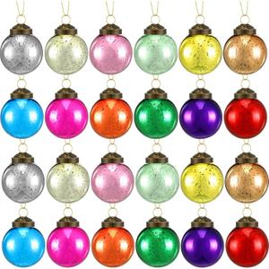 Layhit 24 Christmas Multicolor Mercury Glass Ornaments Vintage Style Ball Ornaments Christmas Mercury Glass Decor for Home Xmas Tree Wedding Holiday Party Decor, 2" Diameter