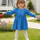 Mioglrie Baby Girl Dress Toddler Girls' Dresses 3 6 9 12 18 24 Months 2t 3t Girls Clothes Fall Winter Outfits (Blue)