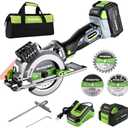 WORKPRO 20V Cordless Mini Circular Saw, 4-1/2" Compact Wireless Circular Saw 4.0Ah Battery, Fast Charger, 3 Blades, 4500RPM, Laser Guide, Max Cutting Depth 1-11/16"(90), 1-1/8"(45) - Amazon.com